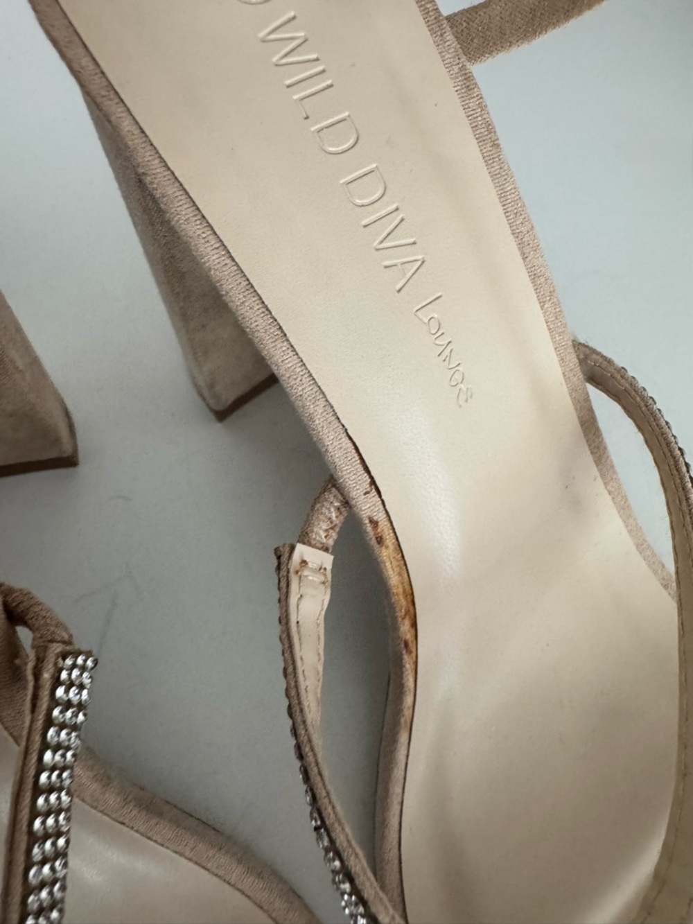 Wild Diva Spiral Rhinestone Strappy Ankle Chunky Block Heels - Picture 4 of 6